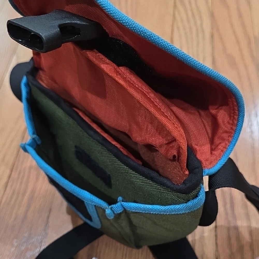 Crumpler Olive Green Compact Shoulder Bag with Blue Trim